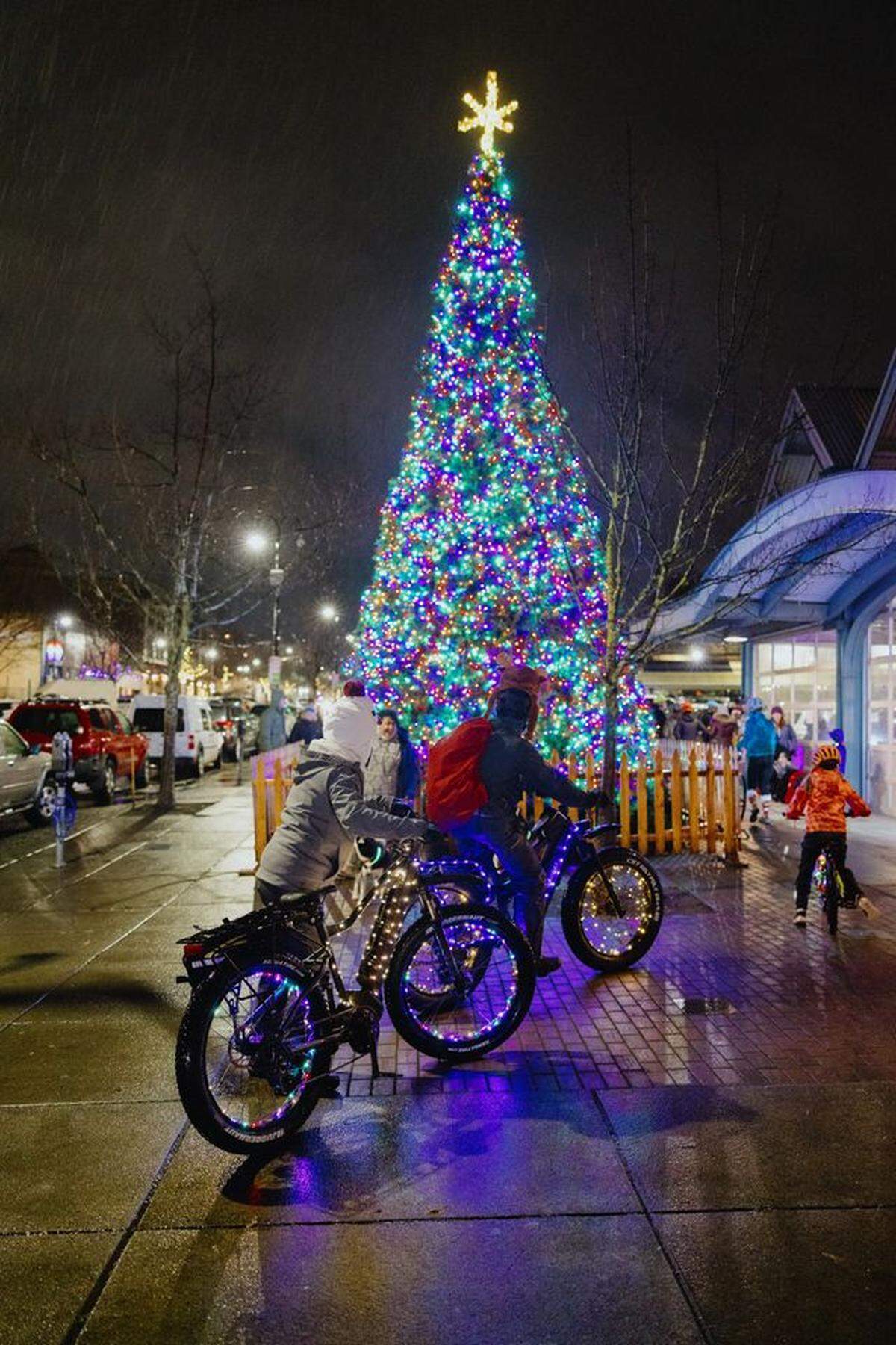 Bicyclists light up Bellingham with their decorated bikes during the 2023 Lighted Bike Parade.