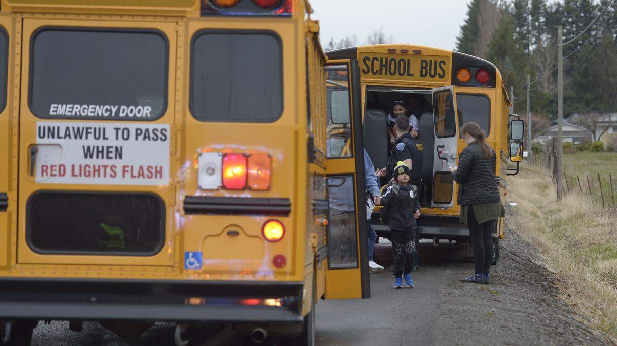 A Nooksack Valley School District school bus was involved in a crash with a van on Everson Goshen Road Tuesday. Seven children on the bus at the time of the collision, but all were wearing seat belts and none complained of any injuries, according to Whatcom County Sheriff’s Office Traffic Sgt. Kevin Moyes.