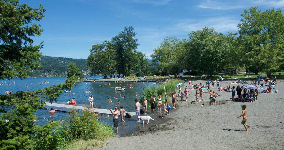 People cool off in Lake Whatcom at Bloedel Donovan Park on Tuesday, July 21, in Bellingham.