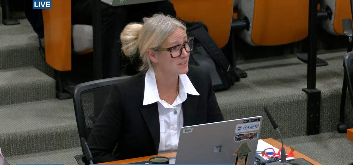 In a screenshot from video, Mayor Kim Lund delivers her 2026 budget message to the City Council during a meeting of the Committee of the Whole on Monday, Sept. 29.