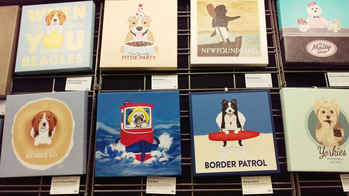 Find plenty of “panting portraits” by artist Laura Bergsma for the dog lover on your list.