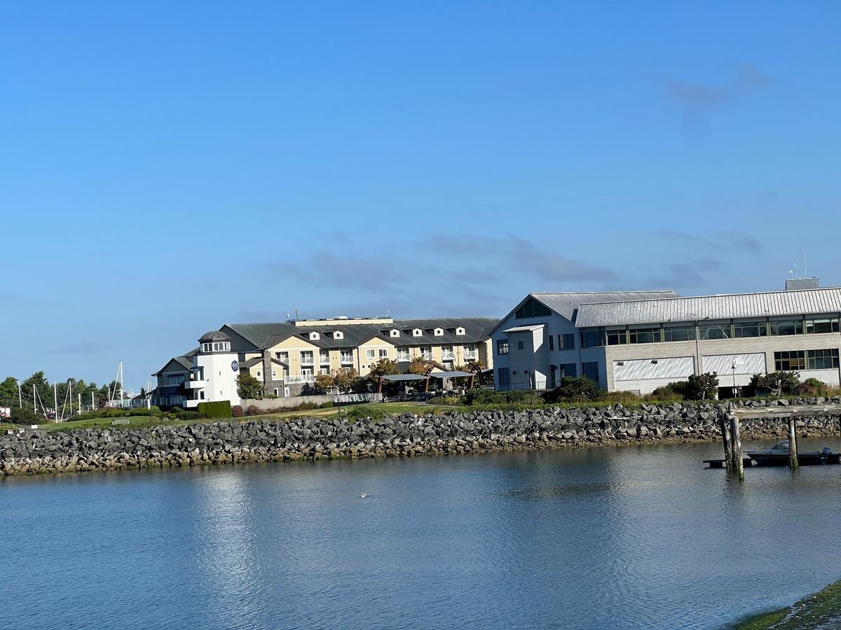 The Hotel Bellwether is seen from across the I&J Waterway.