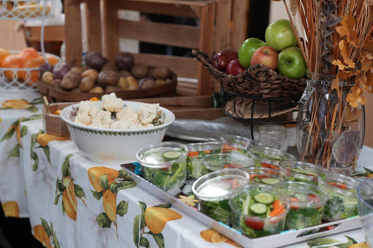 Produce and freshly-made salads available for residents.