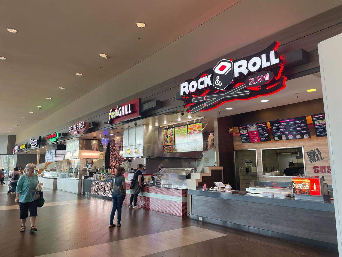 Rock & Roll Sushi inside the Bellis Fair food court in 2023.