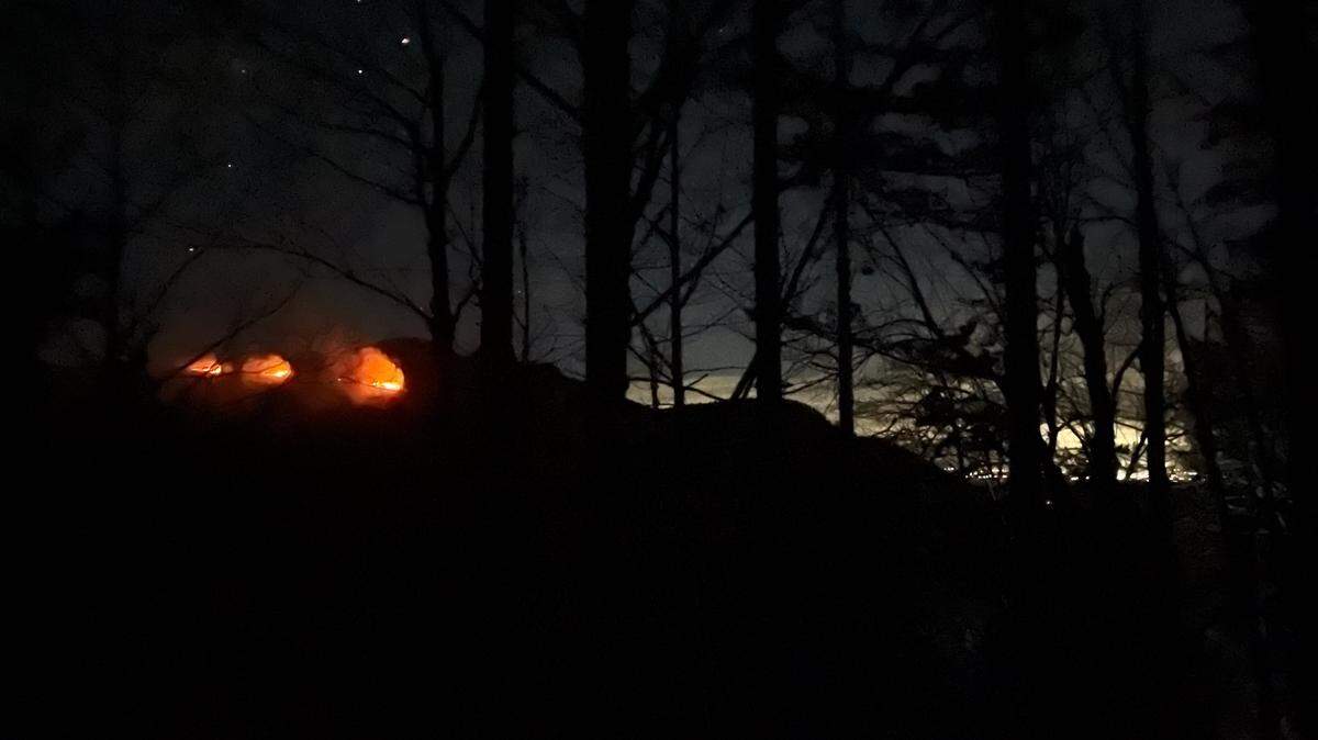 A controlled burn supervised by the state Department of Natural Resources is shown on a hill east of Interstate 5 in the Lake Samish area.