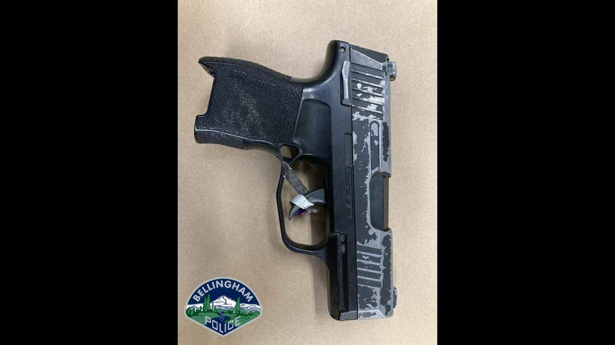 A “realistic looking Sig Sauer airsoft gun” was brandished by Kelton T. Lane, 27, of Bellingham, according to Bellingham Police, who arrested Lane Sunday, Feb. 19, on charges of attempted robbery, assault and obstructing law enforcement.