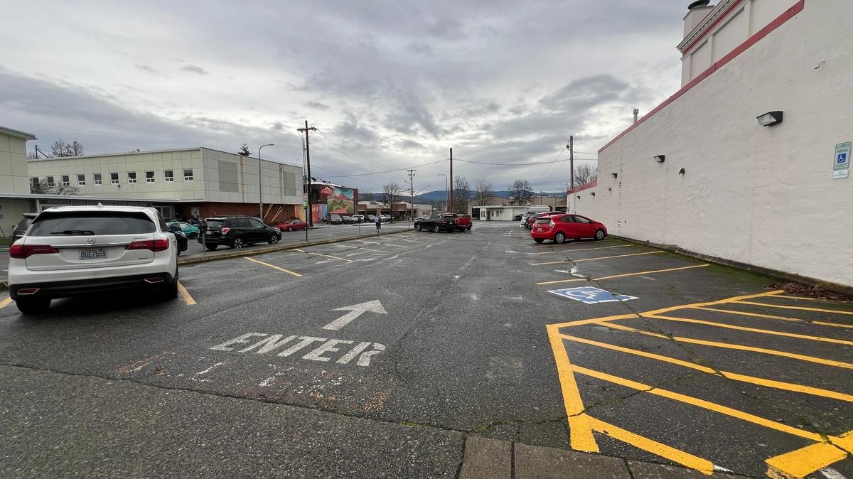 A privately operated parking lot lies mostly empty near the corner of Commercial and Flora streets in downtown Bellingham on Dec. 19.