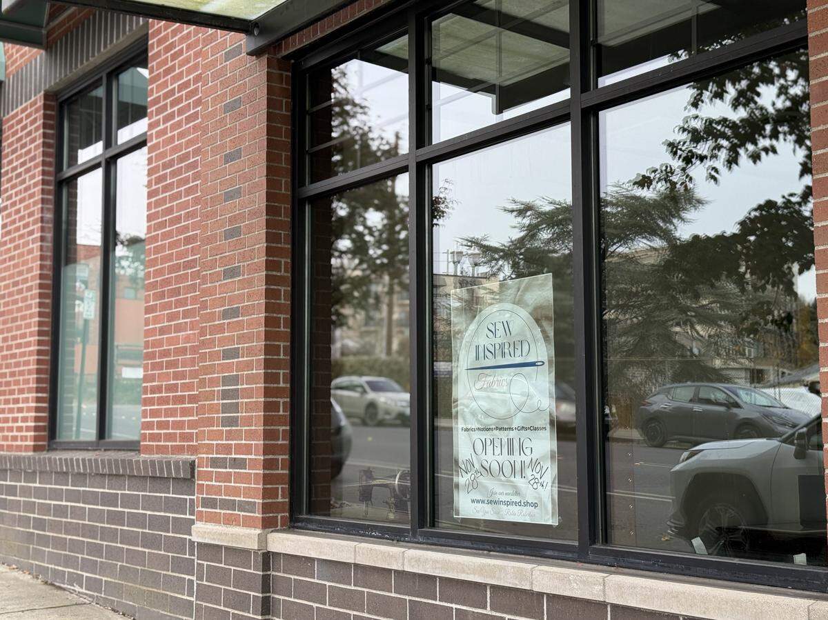 The exterior of Sew Inspired Fabrics, a fabric store in Fairhaven opening this month at 800 Harris Avenue, Suite 101 in Bellingham.