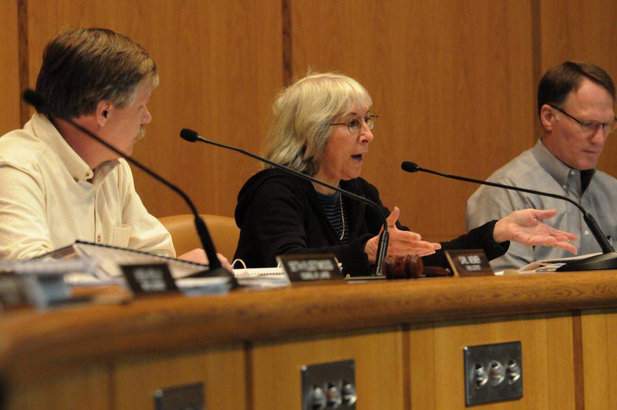 Whatcom County Council member Barbara Brenner, center, at the Whatcom County Courthouse in 2008. She’s served on the Whatcom County Council since 1992.
