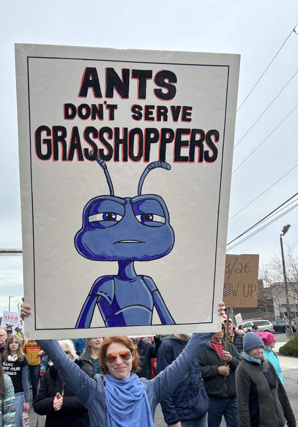 LB Bradburn at Bellingham’s No Kings rally March 28, 2026.