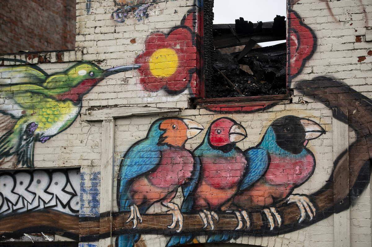 The “Bird Alley” mural on the back of Hohl Feed & Seed likely will have to be torn down after the Monday fire destroyed the building.