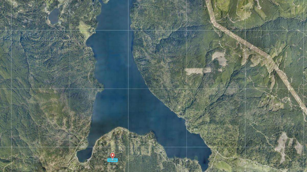A red marker shows the location of 4.1 acres of forestland near a stream that the city of Bellingham is buying under a program to protect the Lake Whatcom watershed.