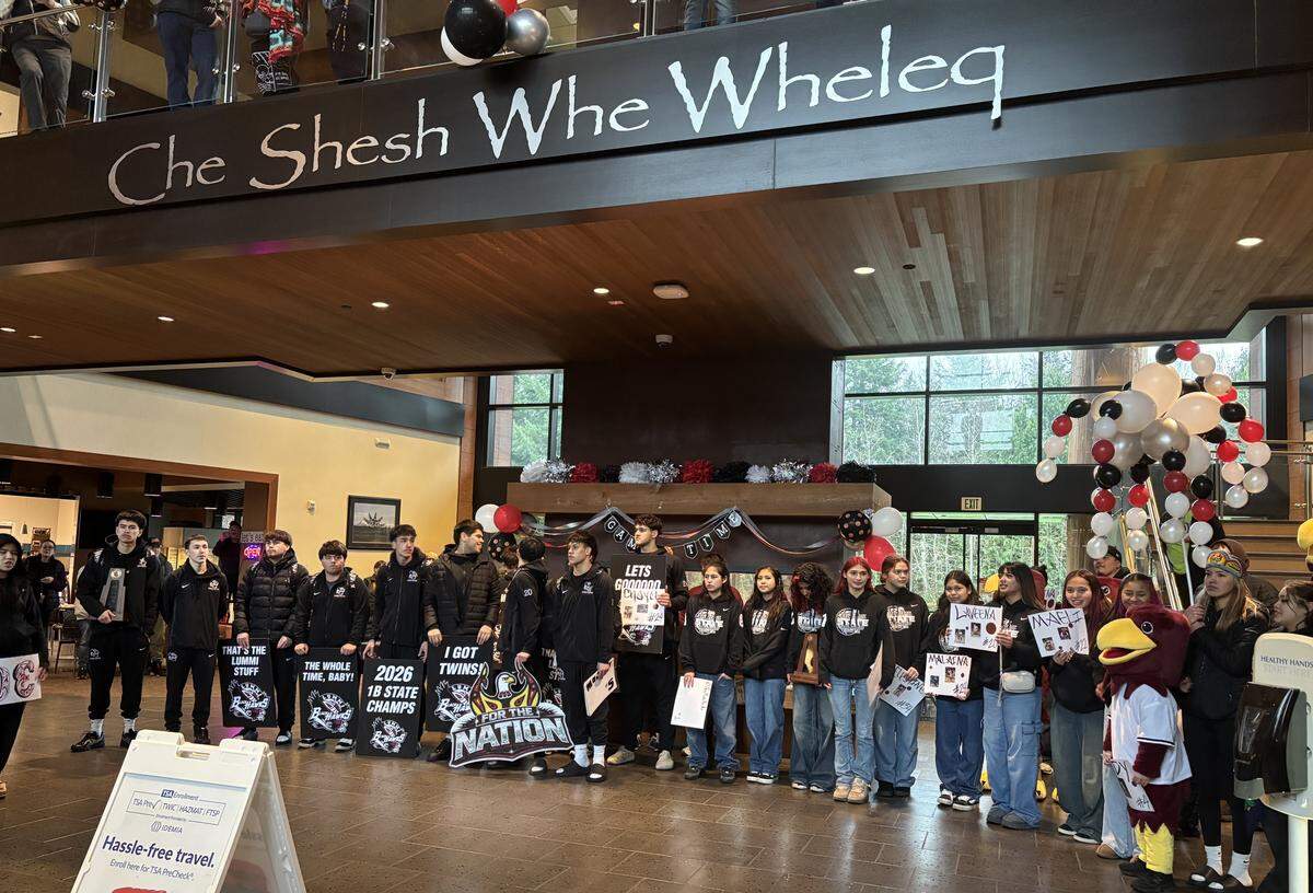 A celebration ceremony was held inside the Lummi Indian Business Council building following Friday’s parade.