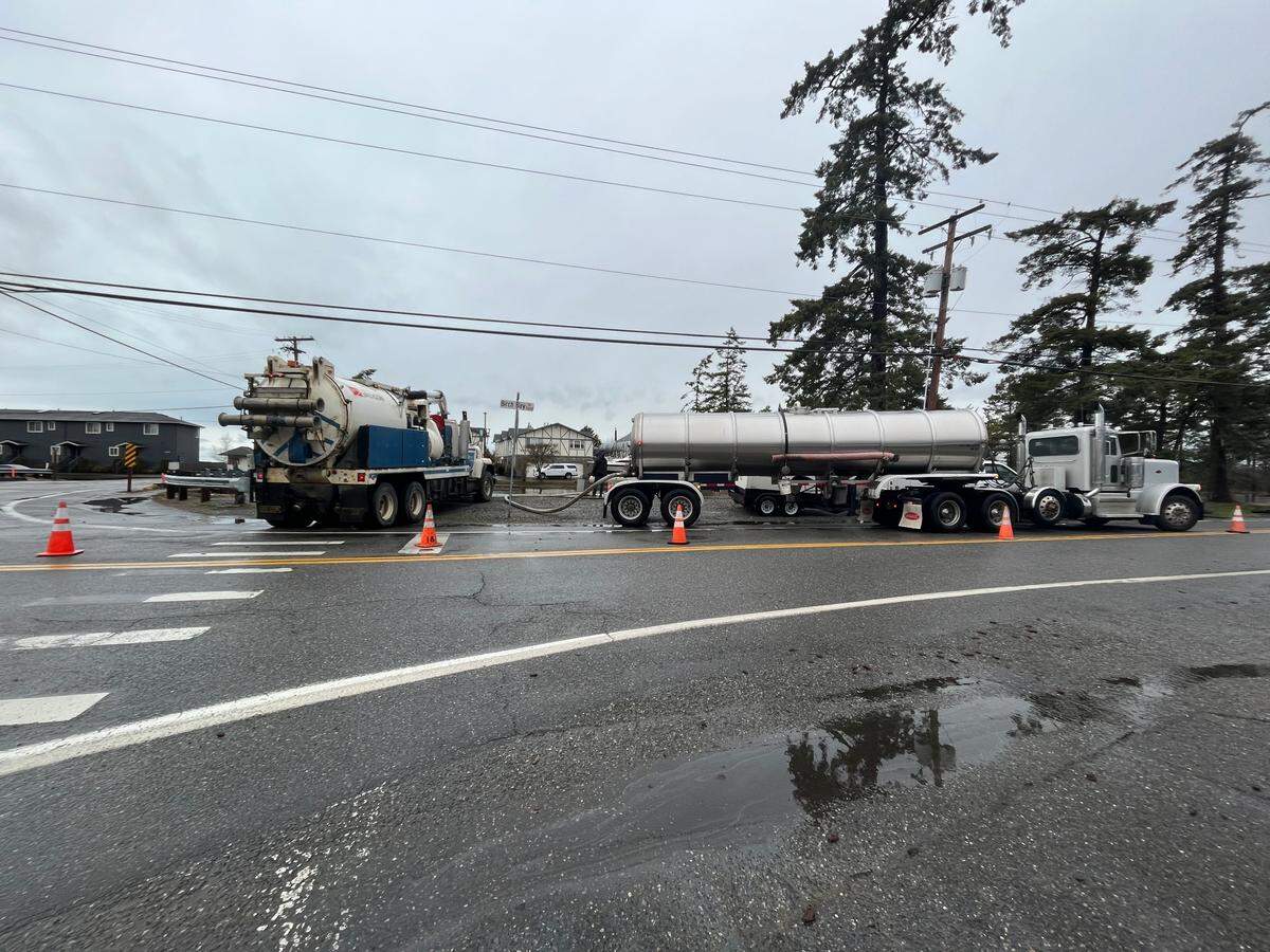 Water and sewer agency pumps out flood water near Birch Bay Drive/Anderson Road and Morrison Avenue Tuesday, Dec. 27, south of Blaine.