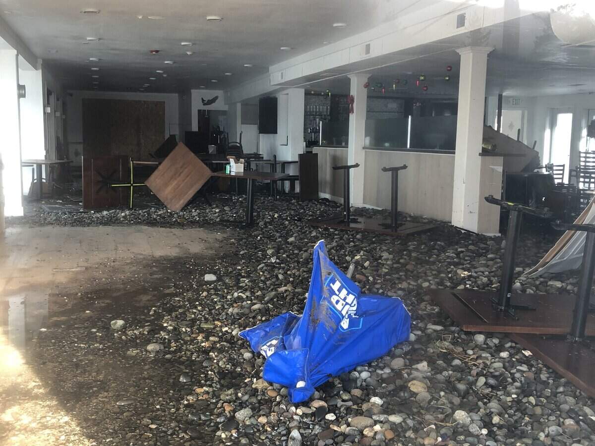 The bayside Bay Breeze restaurant on Birch Bay Drive in northern Whatcom County, Wash., is closed after the damage it sustained in the Thursday, Dec. 20, 2018, windstorm.