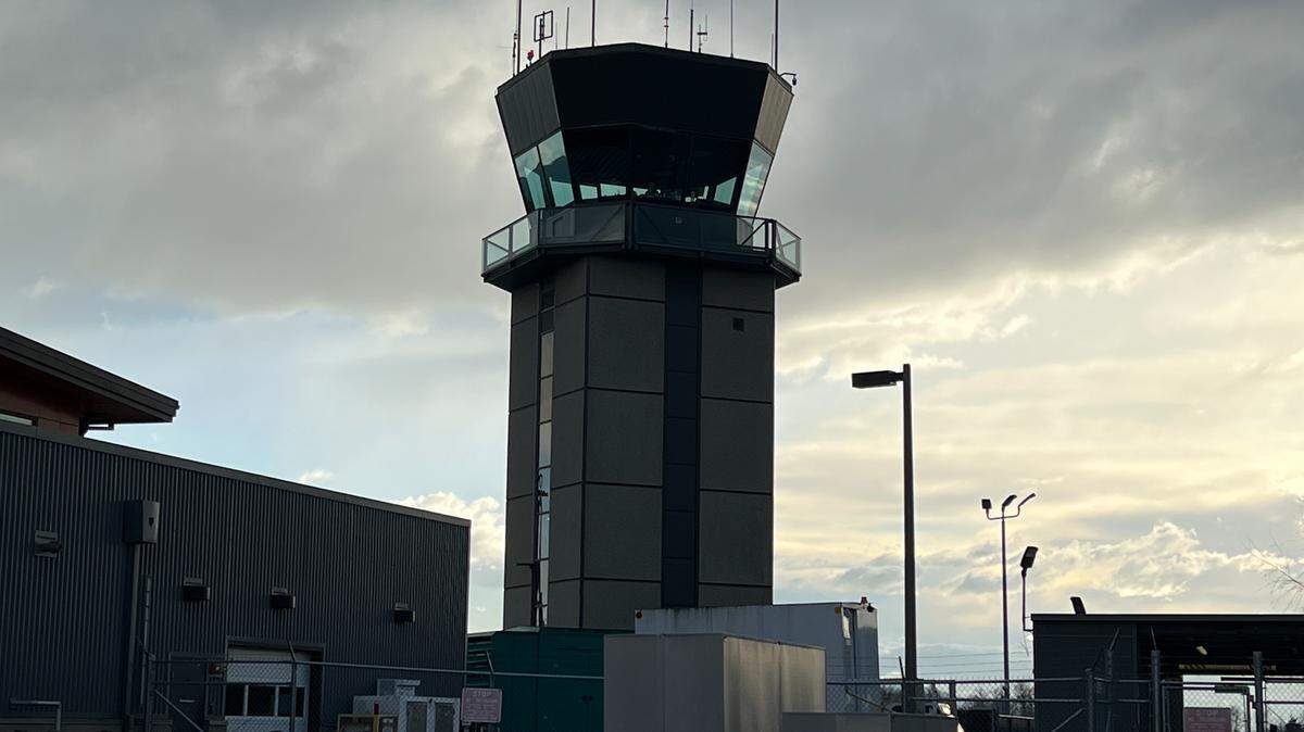 The air-traffic control tower at Bellingham International Airport in Bellingham, Wash.
