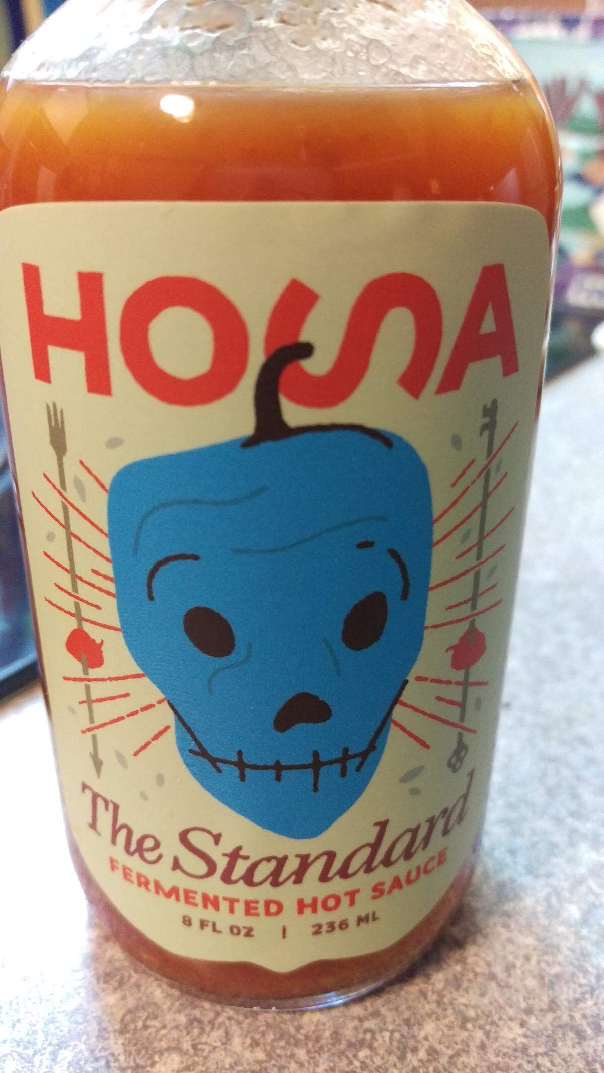 A bottle of Hosa hot sauce, which is made in Bellingham, Washington