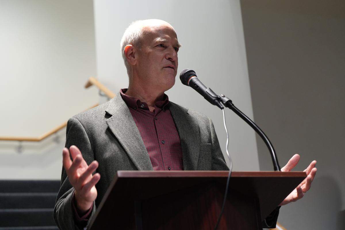 U.S. Rep. Rick Larsen speaks in Bellingham in 2024.