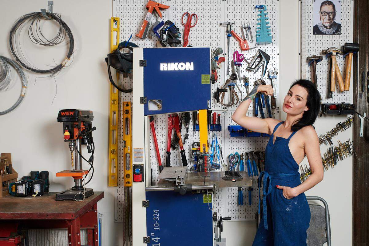 Allis Markham poses in her workshop. Markham will be in Bellingham for a pair of Whatcom Museum events in late May and early June.