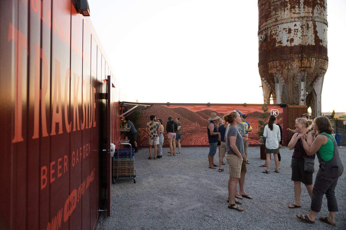 The Kulshan Trackside Beer Garden in the Waterfront District near Waypoint Park.
