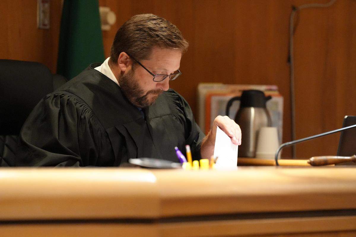 Whatcom County Superior Court Judge Evan Jones read the jury’s verdict in the Joel Young attempted murder trial on September 19, 2024. Young was found guilty of two counts of attempted second-degree murder after he shot two Sheriff’s deputies in the head in 2022.
