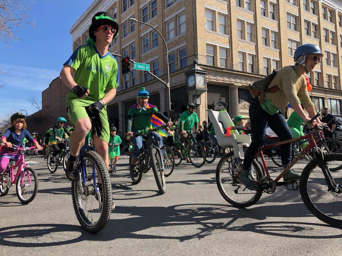 The St. Patrick’s Day Parade through the streets of downtown Bellingham in 2019.