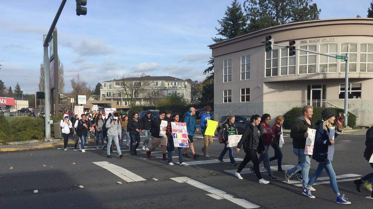 Dozens of Ferndale High students skipped their final class period Wednesday in a walkout to protest failure of last week’s bond measure.