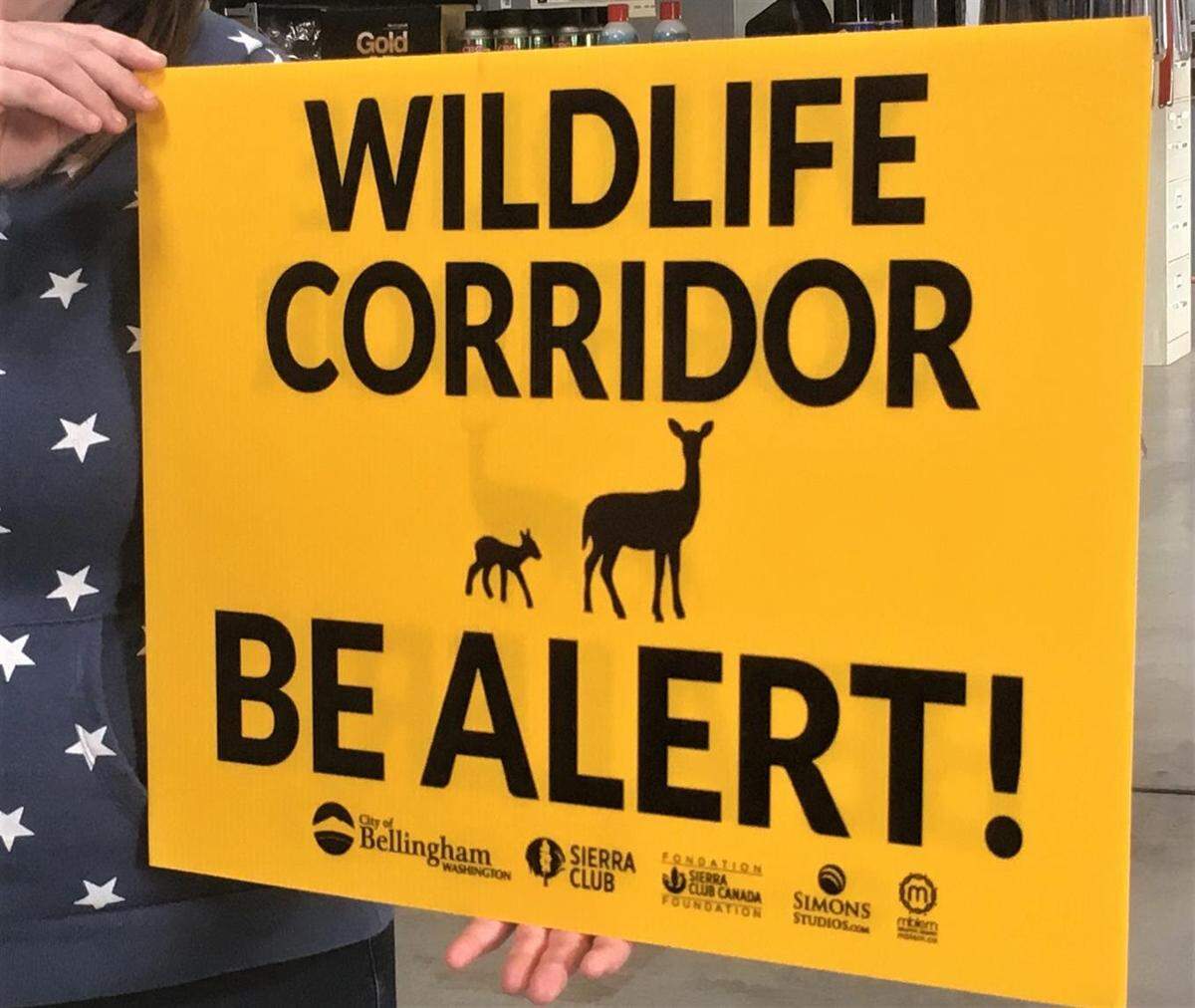 Bellingham, Washington, residents can post signs on their properties to alert drivers about deer in the area. The “wildlife corridor” signs are free from the city of Bellingham.