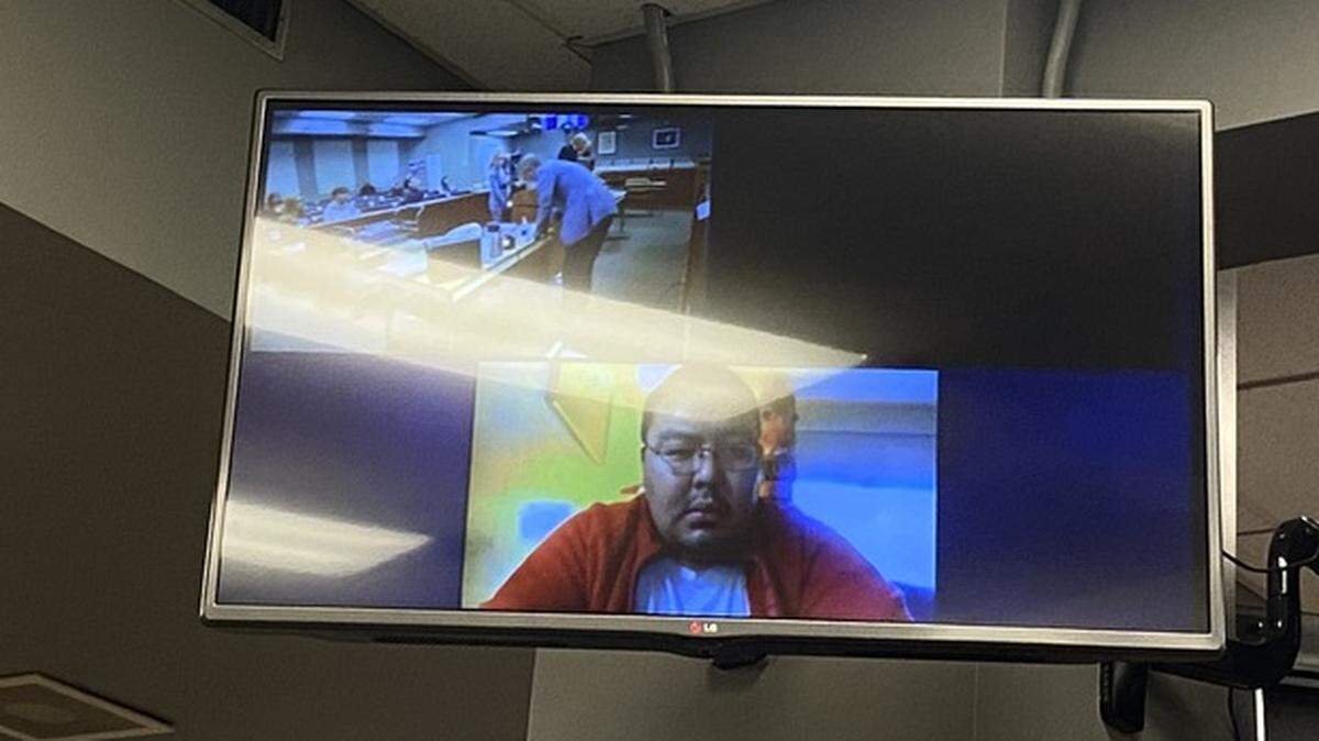 Shawaan Jackson-Gamble appearing virtually for his arraignment at Whatcom County Superior Court on Friday, August 18, 2023.
