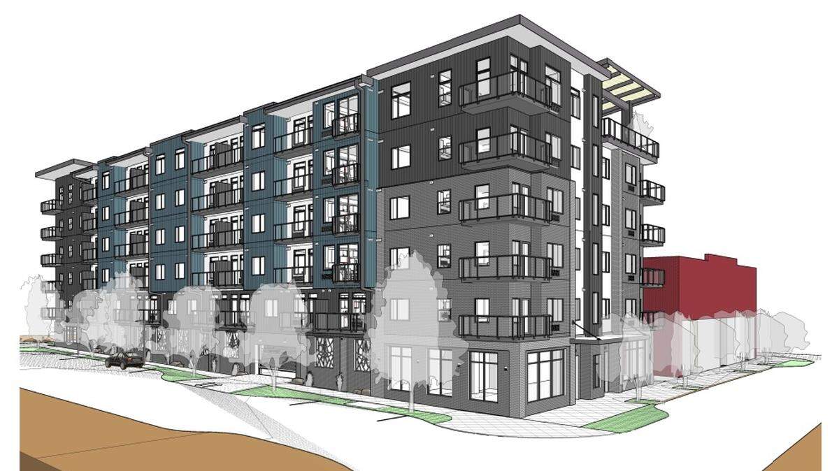 Project plans show the proposed design of an 84-unit multi-family housing development at 707 Astor St. in Bellingham. The project is expected to be completed by summer 2026.