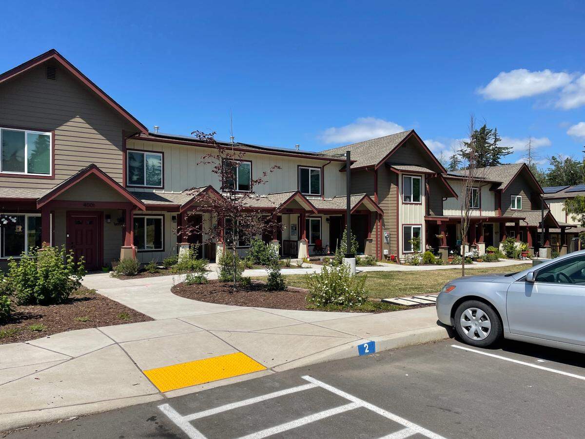The Telegraph Townhomes at a Kulshan Land Trust grand opening event on Wednesday, July 13, 2022, in Bellingham, Wash.
