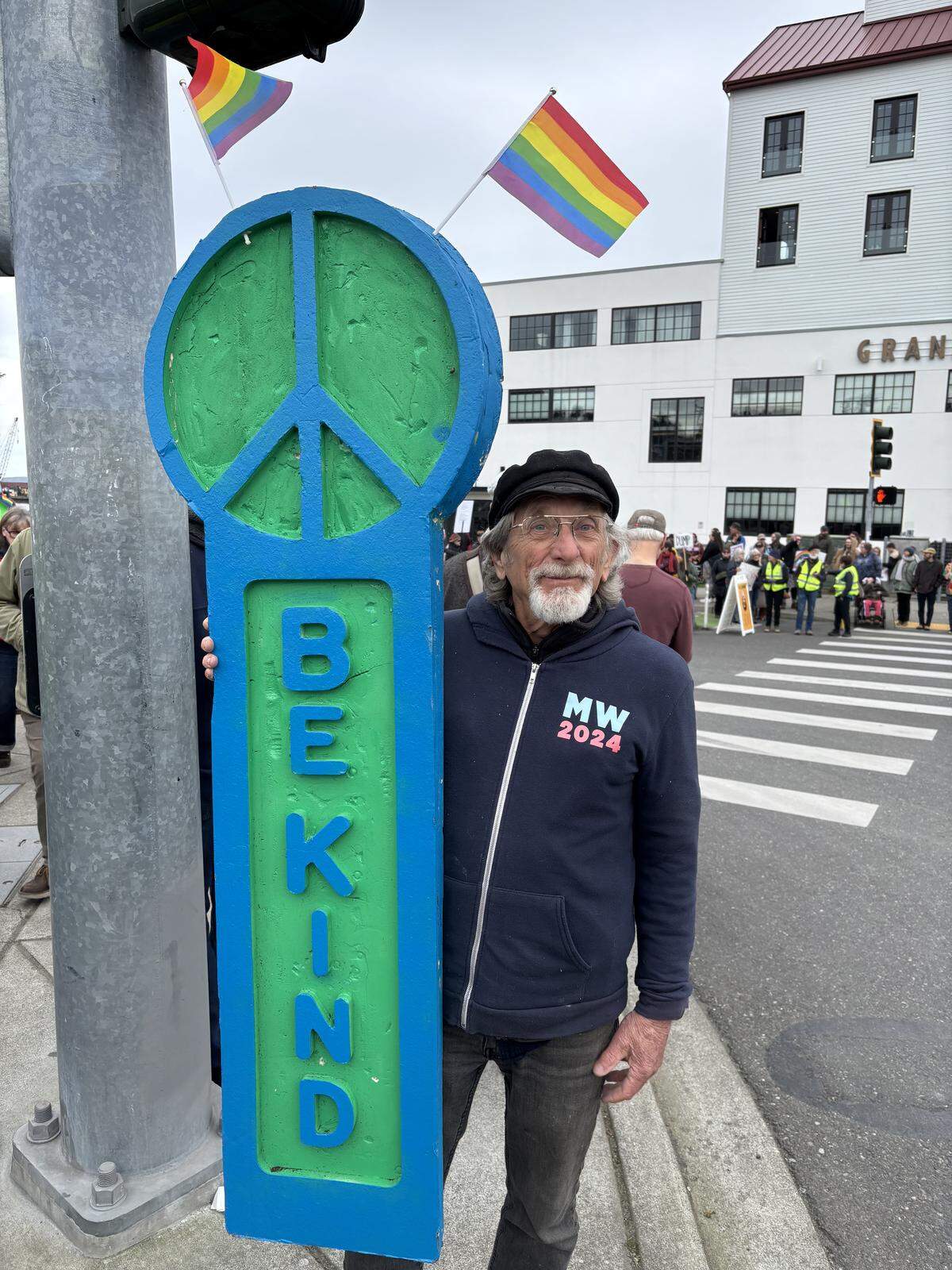 Michael Schmidt at Bellingham’s No Kings rally March 28, 2026.