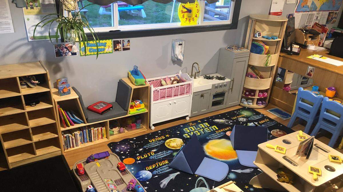 Playsets and books at Busy Bees Child Care in Blaine.