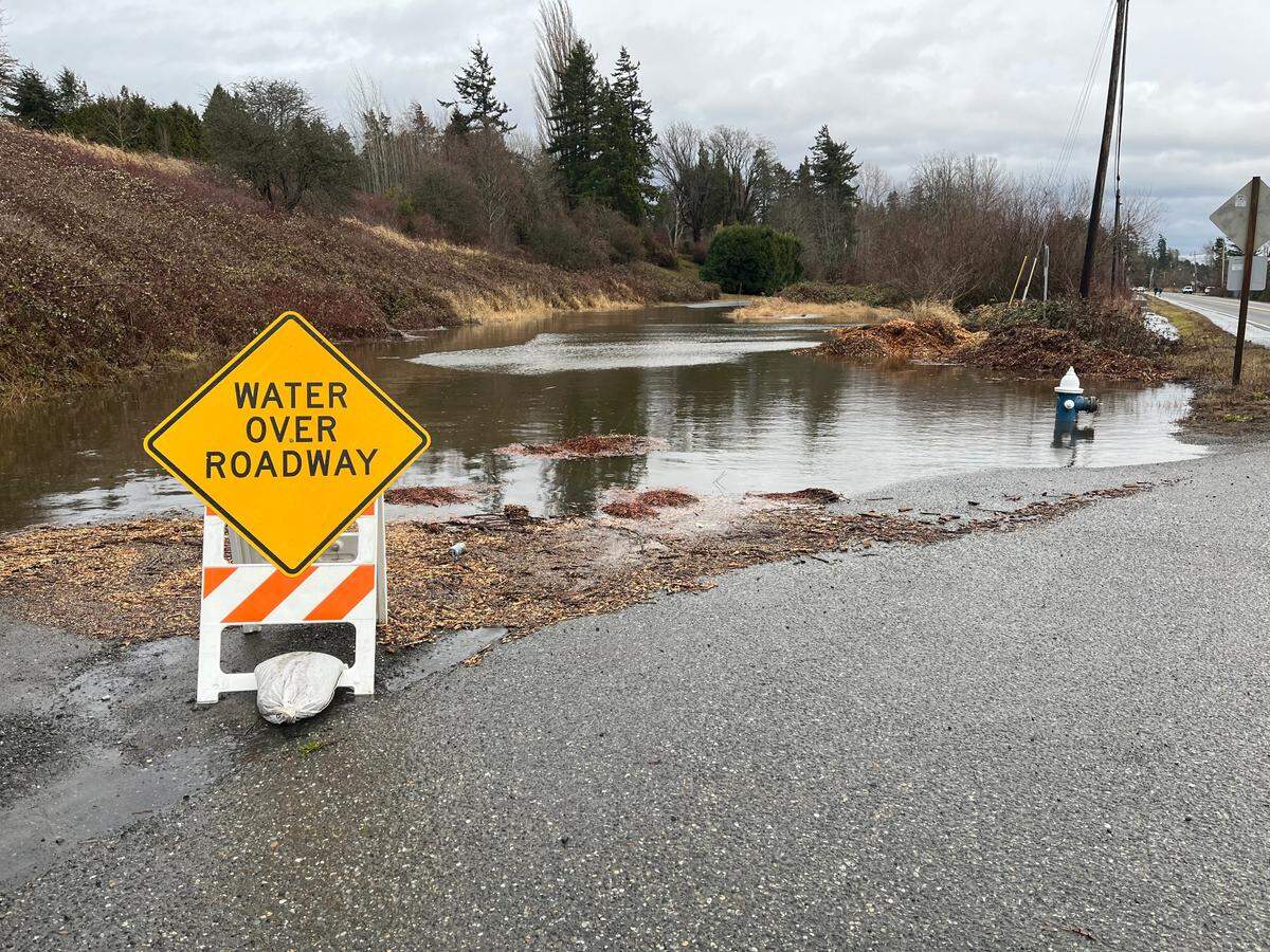 Streets flooded after high tides and a storm surge collided over Whatcom County Tuesday, Dec. 27, south of Blaine.