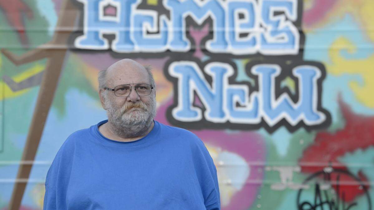 Former HomesNOW! president Jim Peterson, is interviewed in front of the shower truck at the Winter Haven homeless encampment in the Sunnyland neighborhood of Bellingham, Wash., in Spring 2019. Peterson, 62, was arrested Nov. 1, 2019, for allegedly embezzling more than $75,000 from the organization, according to Bellingham police.