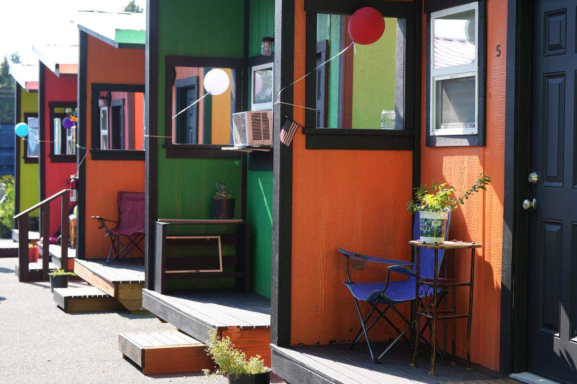 The North Haven village comprises 48 tiny homes, designed to help individuals transition from homelessness to permanent housing. 