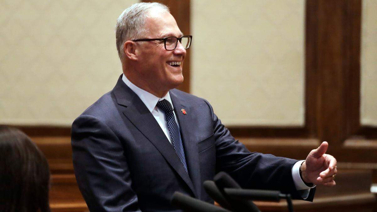 Gov. Jay Inslee at state Supreme Court Dec. 4, 2019, in Olympia, Wash. When he announced his proposed budget for 2020, he dashed already cautious hopes that public schools would draw even a little attention when lawmakers return to Olympia on Monday.