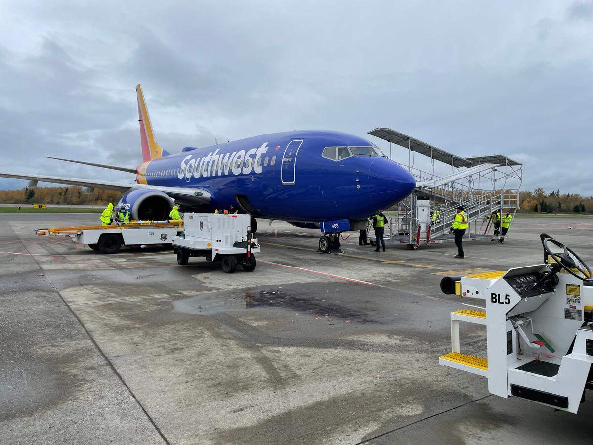 The November 2021 arrival of Southwest Airlines at Bellingham International Airport with daily direct flights to Oakland and Las Vegas resulted in a big boost in passenger activity in the first month of service. That’s expected to continue after Canada dropped its border testing restrictions in April 2022.