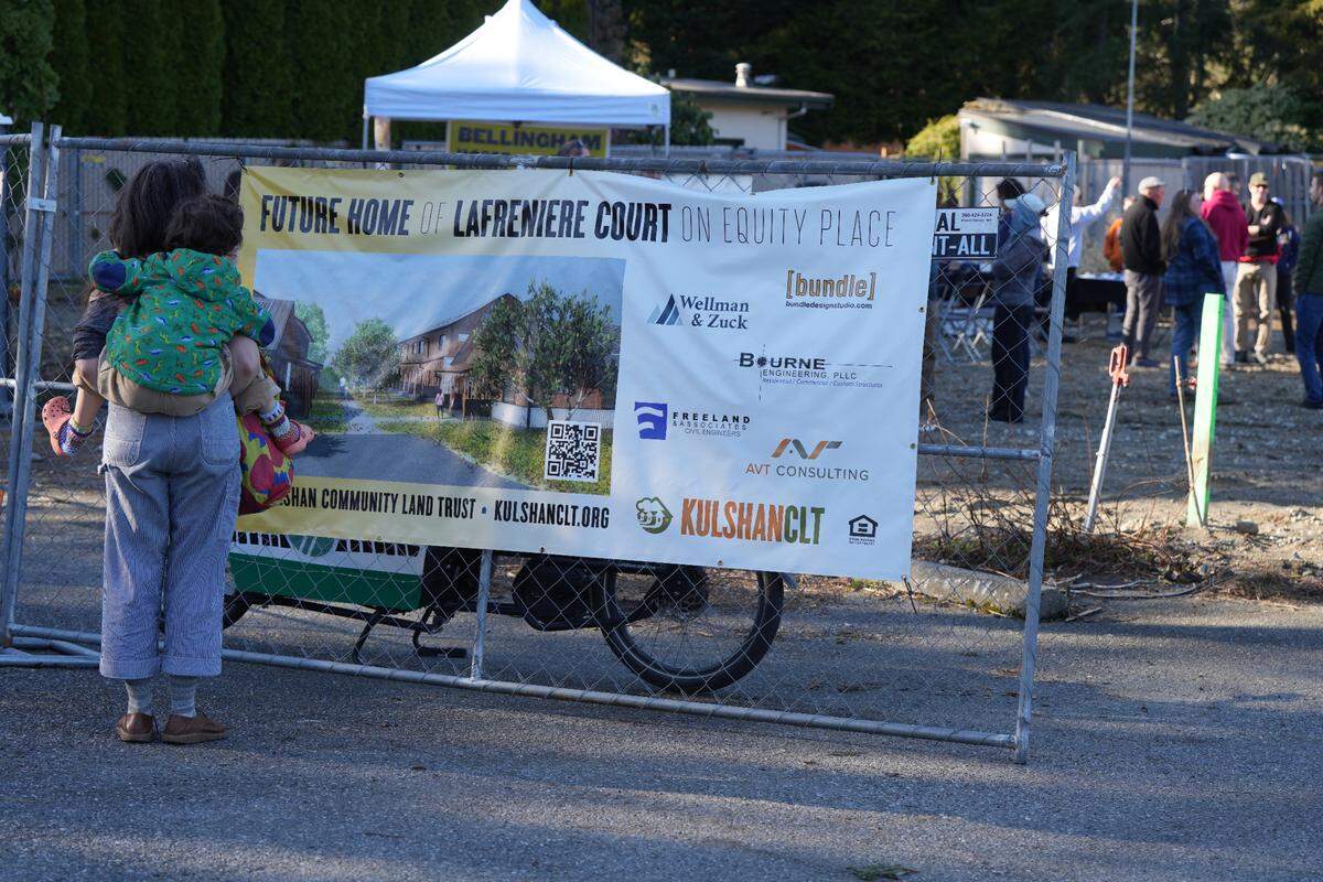 Community members gather on March 6 for the groundbreaking of LaFreniere Court.