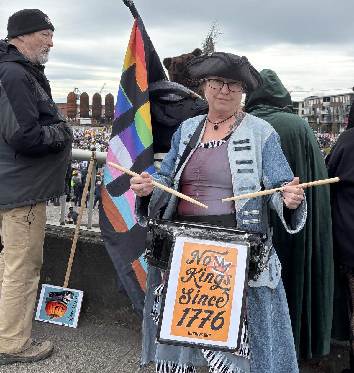 Elizabeth Doom at Bellingham’s No Kings rally March 28, 2026.