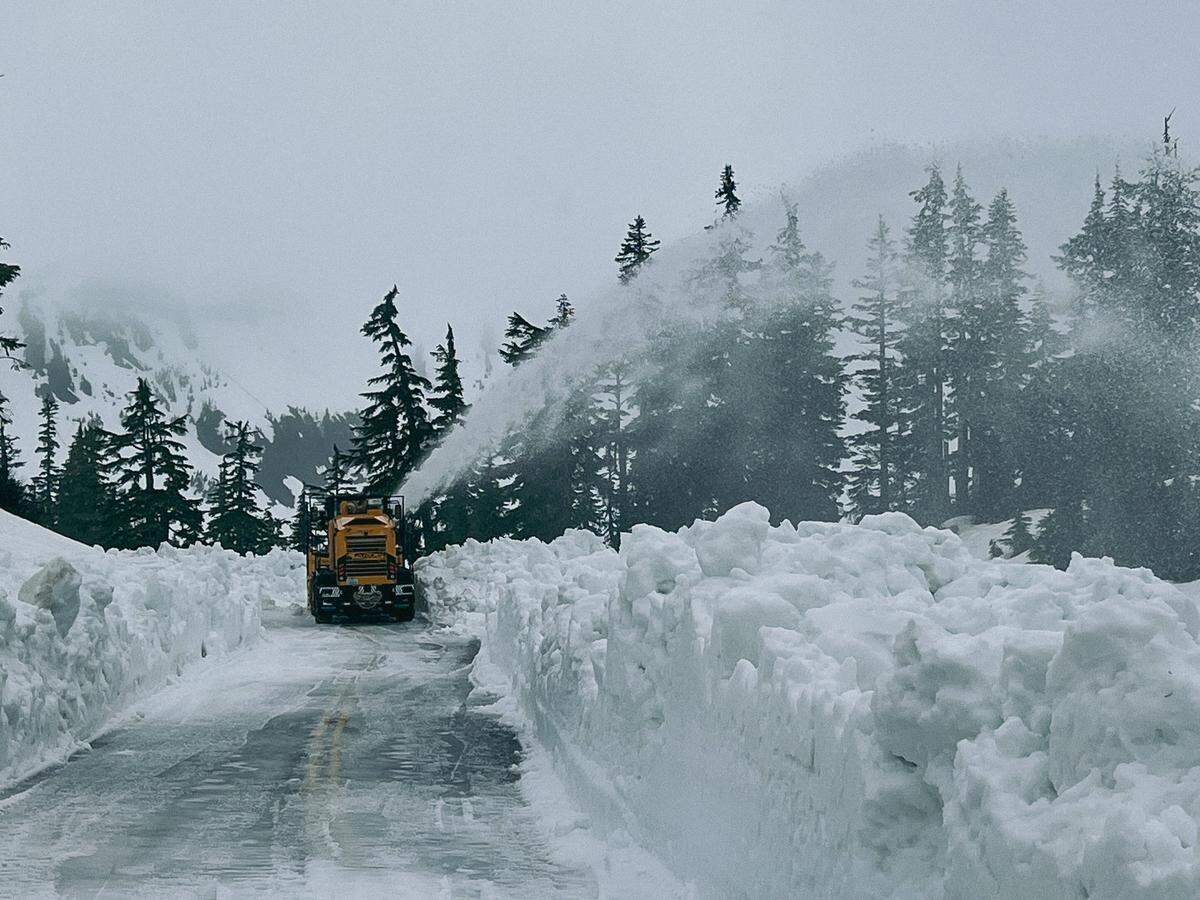Washington State Department of Transportation crews start clearing the 2,7-mile stretch of Mount Baker Highway from Heather Meadows to Artist Point on Wednesday, May 29, 2024.