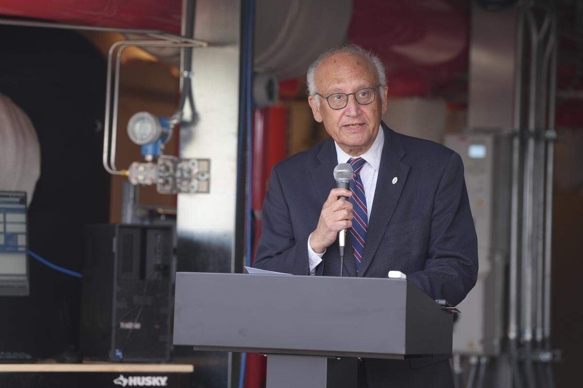 Western Washington University President Sabah Randhawa speaks at the ribbon-cutting ceremony.