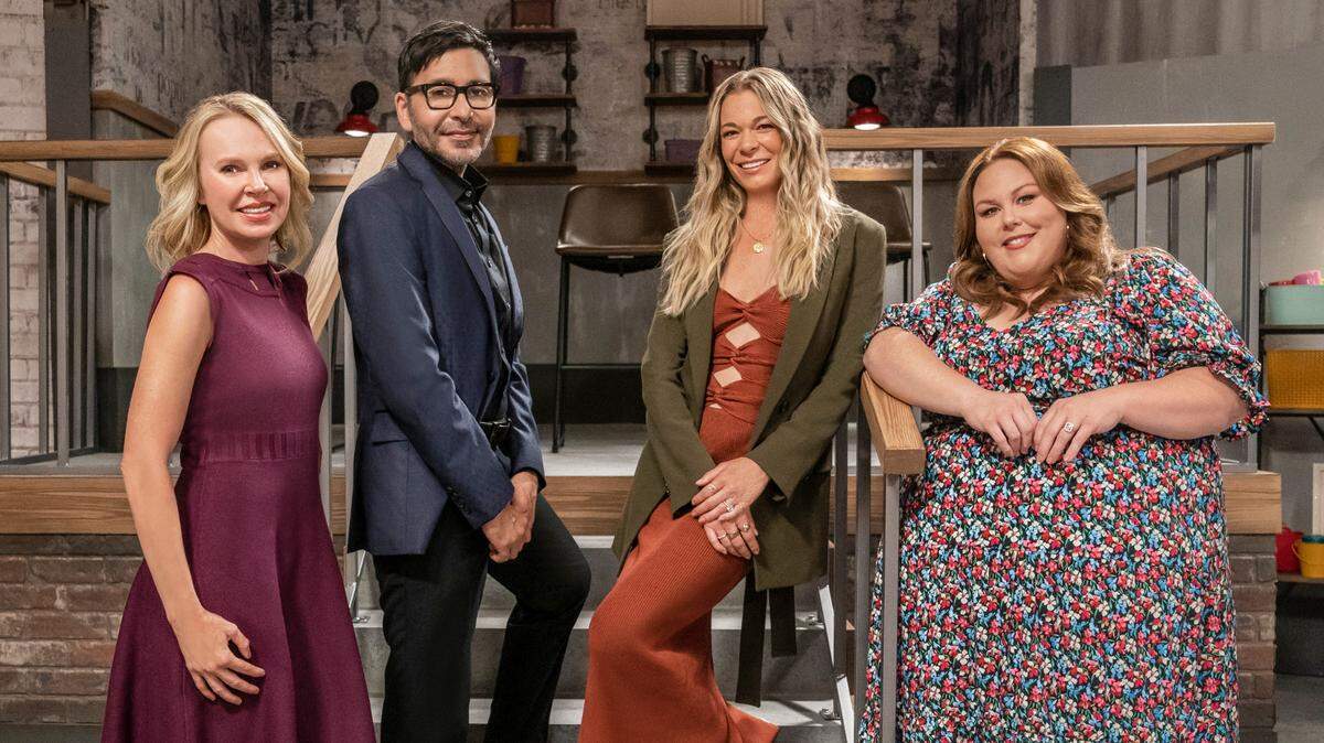 Guest judge Anne Marie Faiola of Bellingham, judges Mark Montano, Leann Rimes, host Chrissy Metz as seen on Discovery+ “Meet Your Makers” showdown.