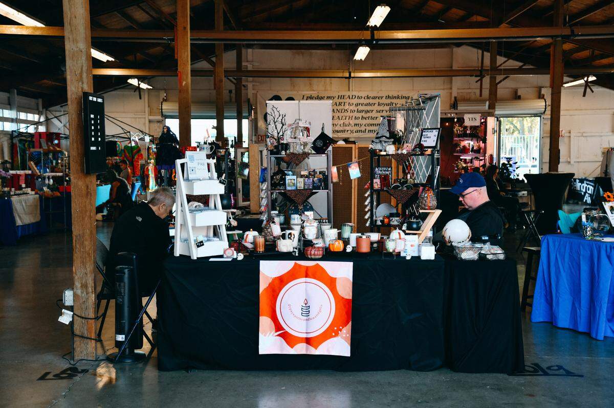 A artist vendor booth at the Skagit BigFoot Fest 2023 in Mount Vernon, Wash.