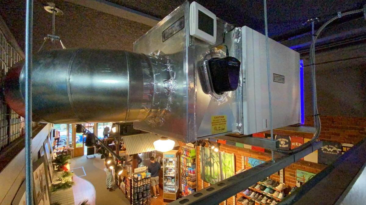A new ventilation system that uses UV light and bipolar ionization to kill viruses and bacteria is in use at Fairhaven Runners and Walkers on Friday, Oct. 16, in Bellingham.