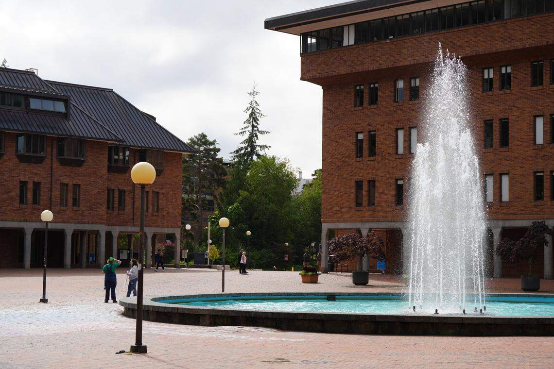 Red Square fountain at Western Washington University on September 10, 2024, in Bellingham, Wash.