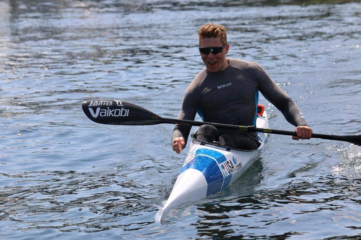 National kayak champion Jonas Ecker paddles in the Gig Harbor Paddler’s Cup Sunday, April 24. The Sehome High School graduate, now 19, will be back home in Bellingham to compete in the 2022 Ski to Sea race for the Beavers Tree Service team.