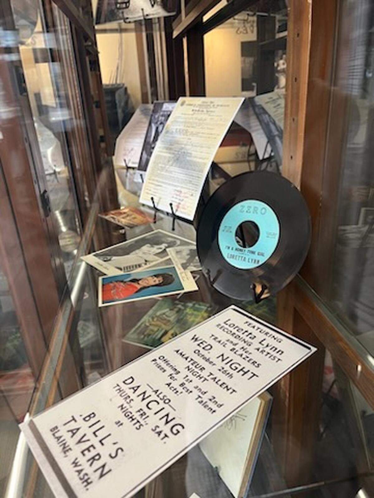 A replica of an advertisement for a Loretta Lynn concert at Bill’s Tavern in Blaine, Wash. is on display at the Lynden Heritage Museum.