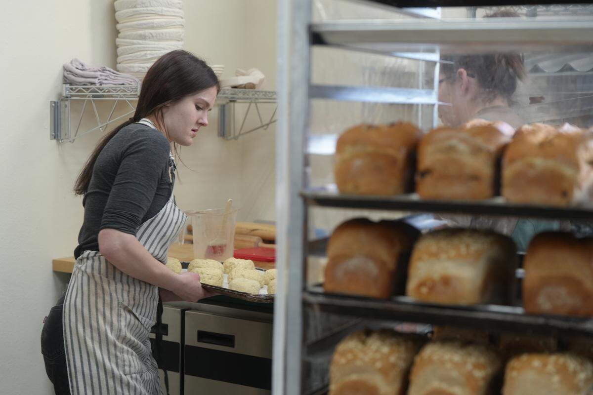 Chloe Vogel prepares to bake bagels on Friday.