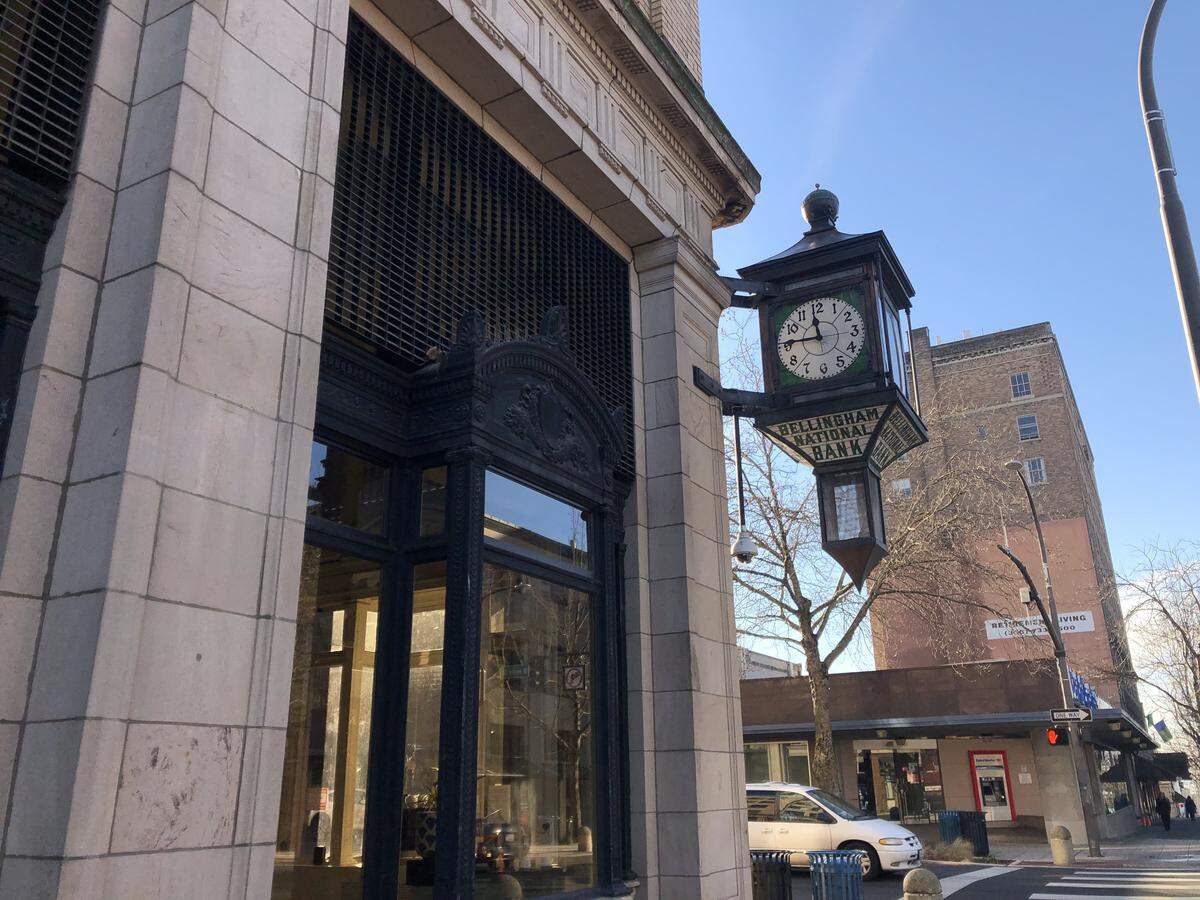 The Bellingham Bank building on the corner of Holly Street and Cornwall Avenue is one of several buildings in the downtown district undergoing a makeover.